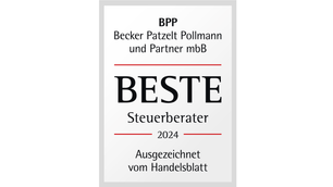 Siegel für die Auszeichnung "Bester Steuerberater 2024" an BPP